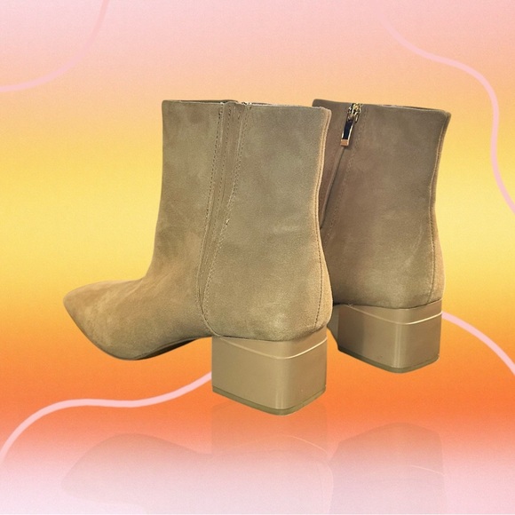 Franco Sarto ‘Waxtona’ Beige / Nude Genuine Suede Block Heel Ankle Boots Size 9 - Picture 9 of 16